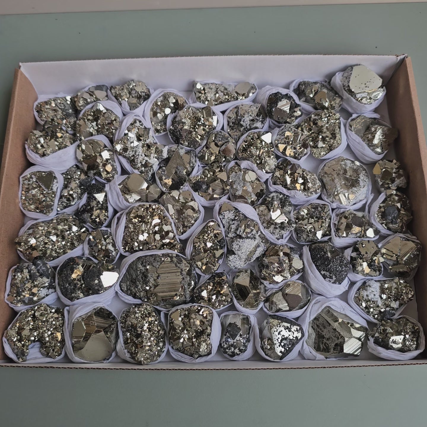 Load video: Flat pyrite Octahedral