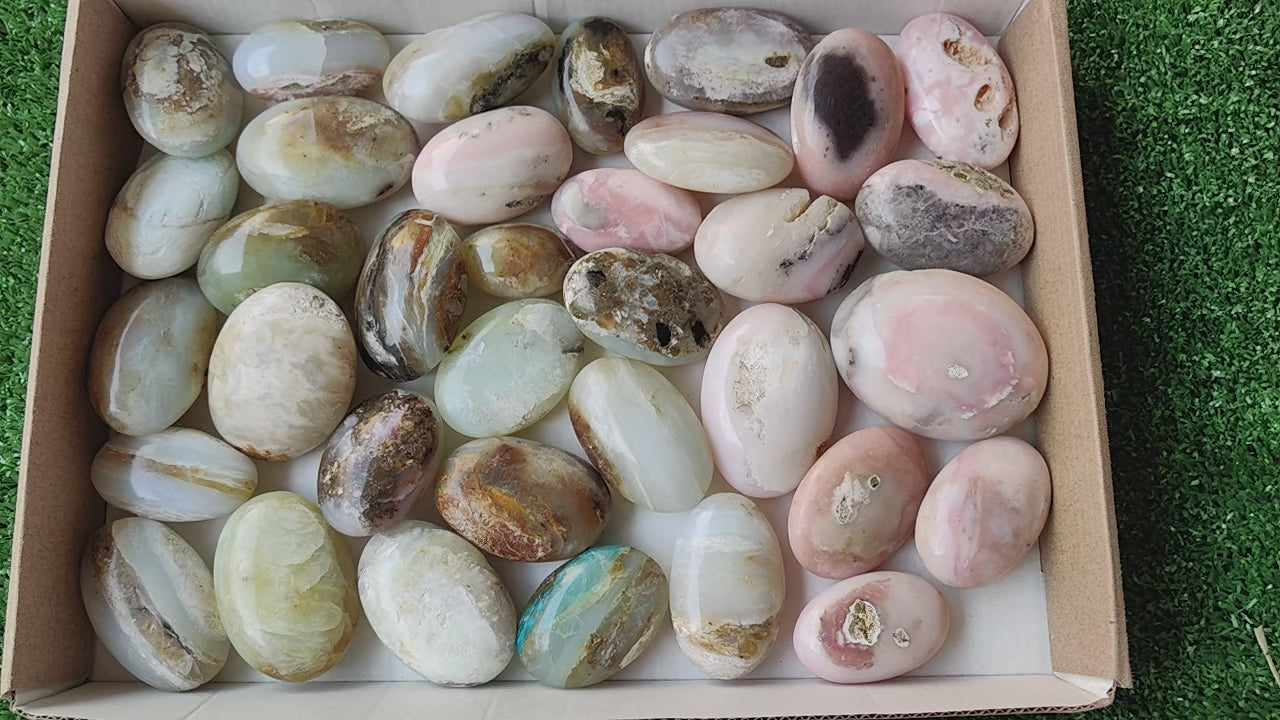 Load video: 35 pc pink opal &amp; blue opal palms