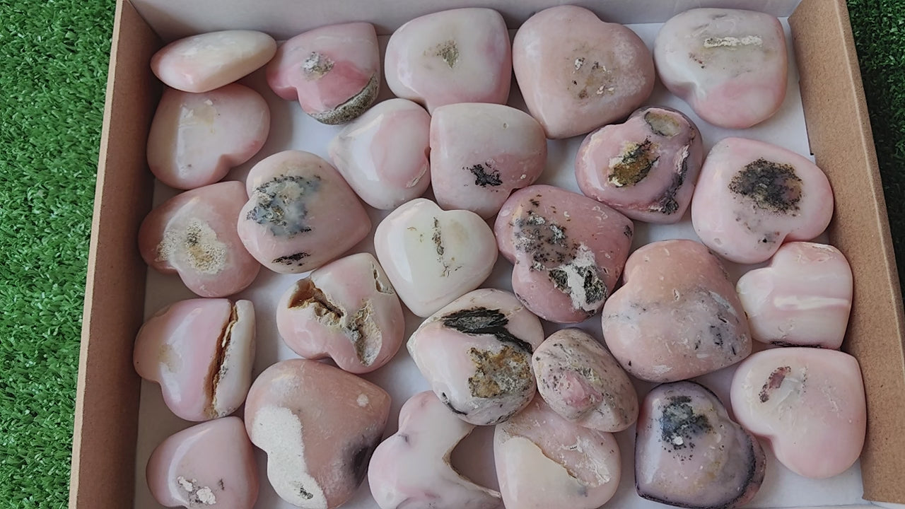 Load video: 26 pc pink opal hearts