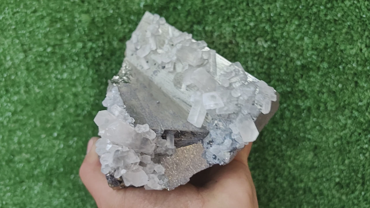 Load video: 1 pcs Pyrite Cubic with Calcite