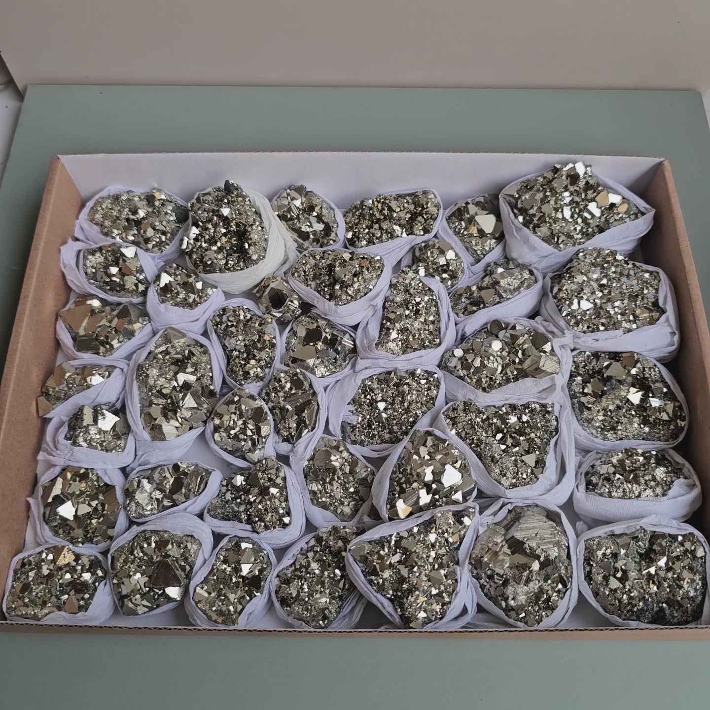 Load video: Flat pyrite Octahedral