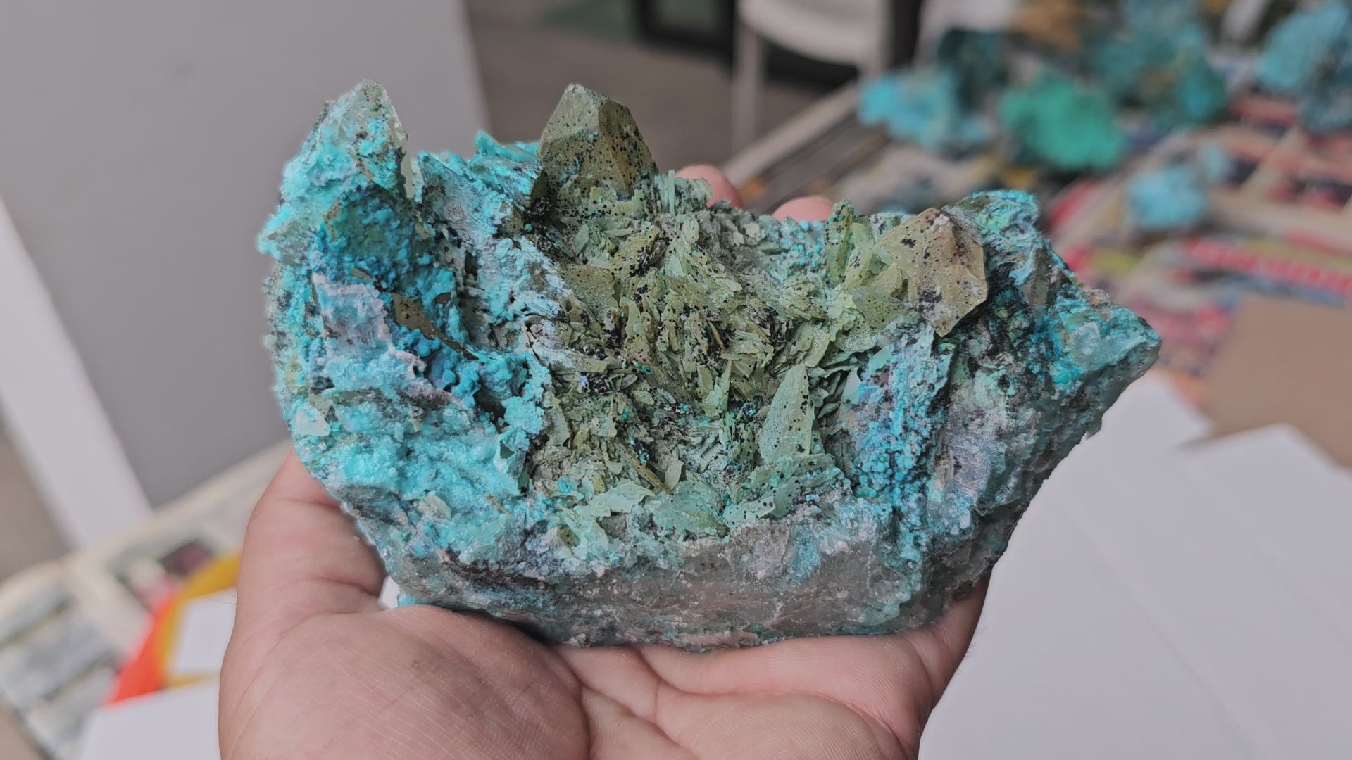Load video: Chrysocolla on Quartz