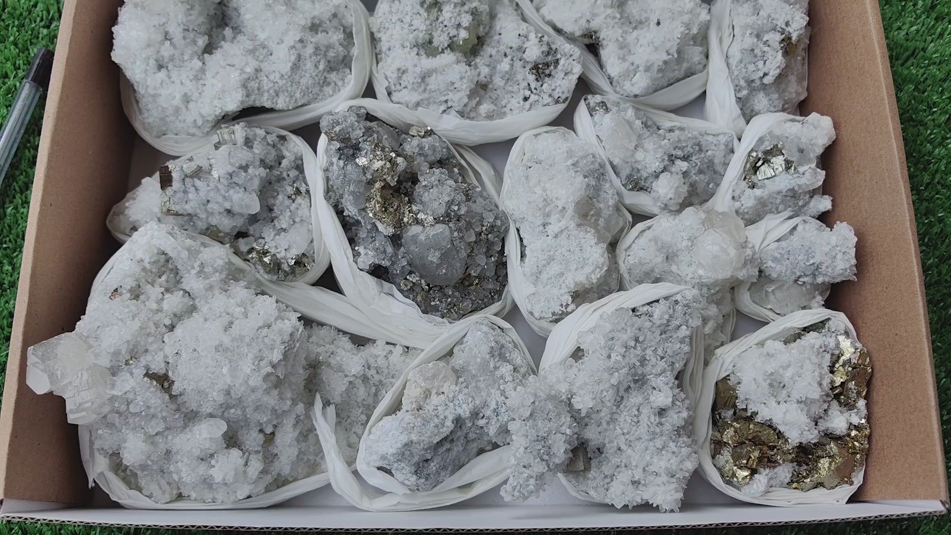 Load video: Lot 15 Pcs Pyrite with Calcite*