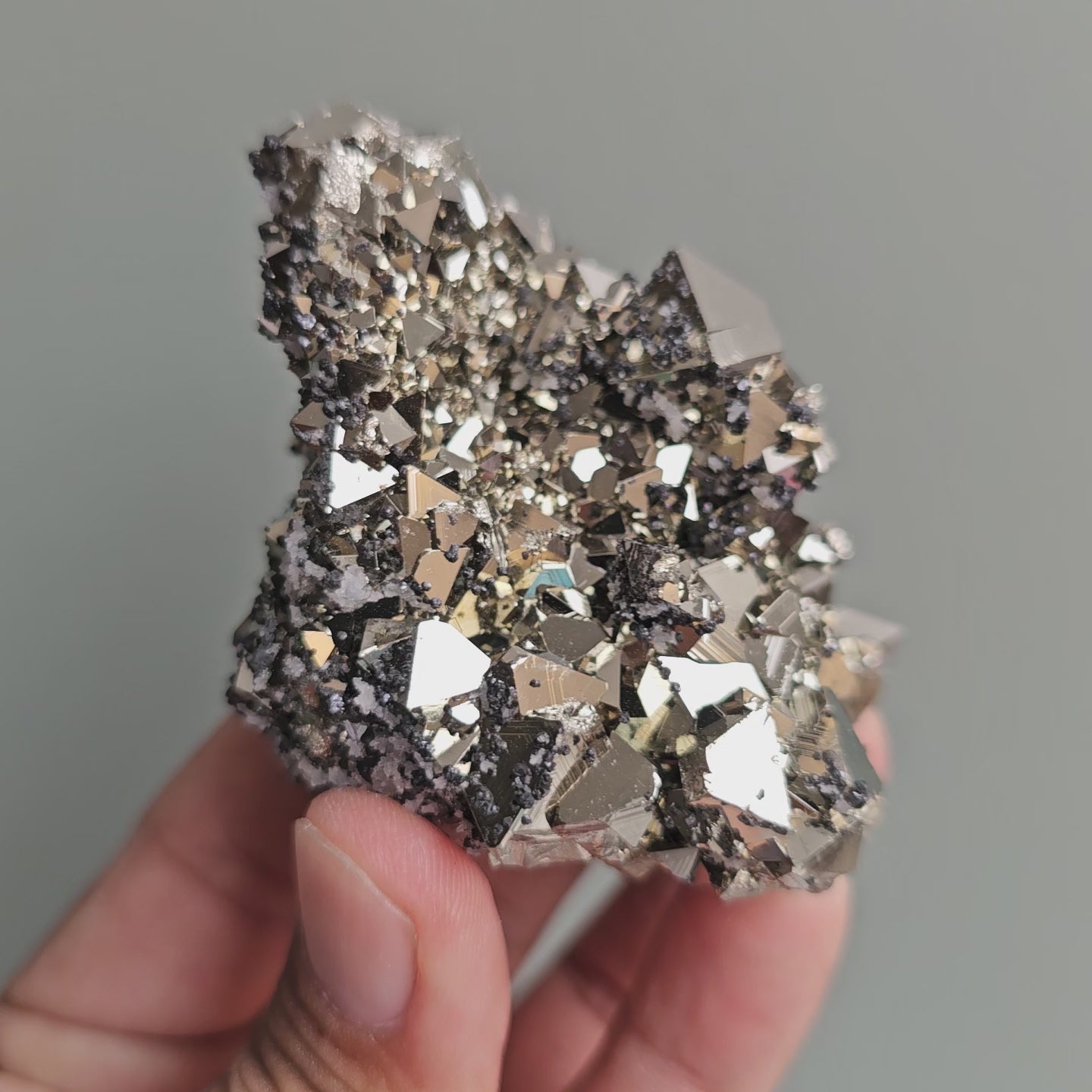 Load video: Galena with Pyrite octahedral