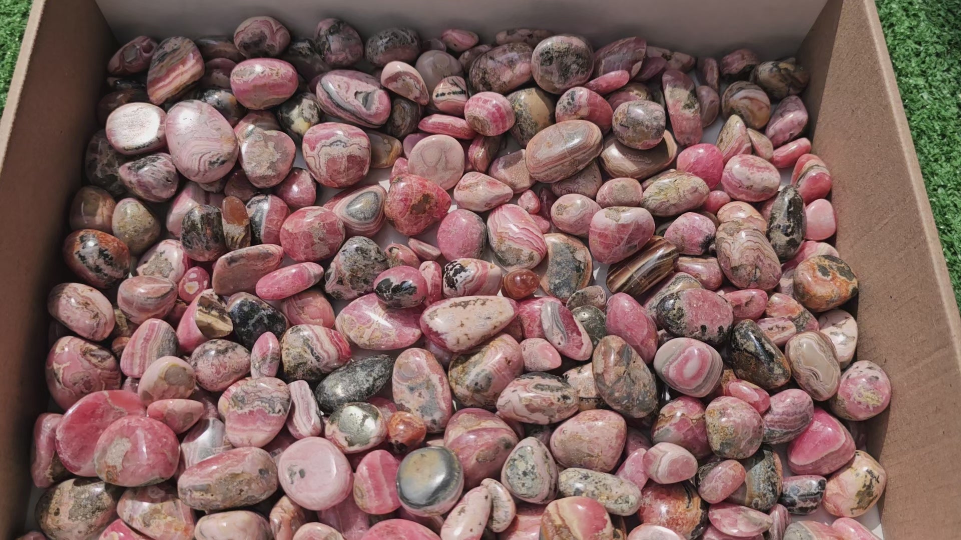 Load video: Lot 2.5 kg Rhodochrosite Tumbled