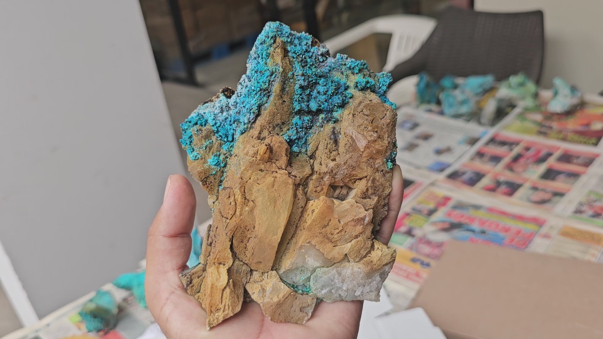 Load video: Chrysocolla on Quartz