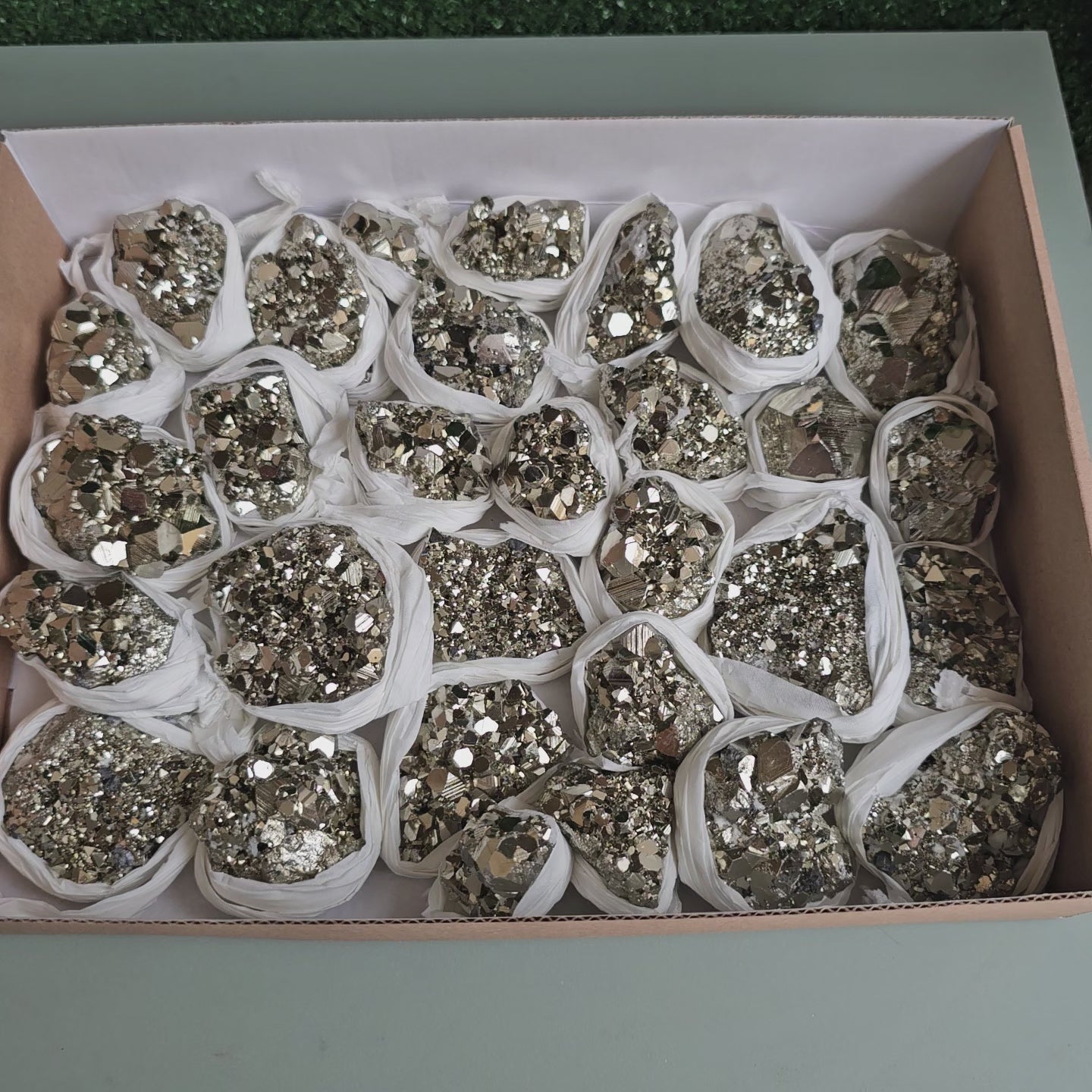 Load video: Flat pyrite Octahedral