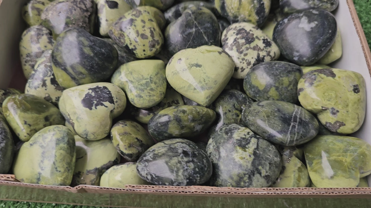 Load video: Lot 55 Serpentine with Pyrite Heart