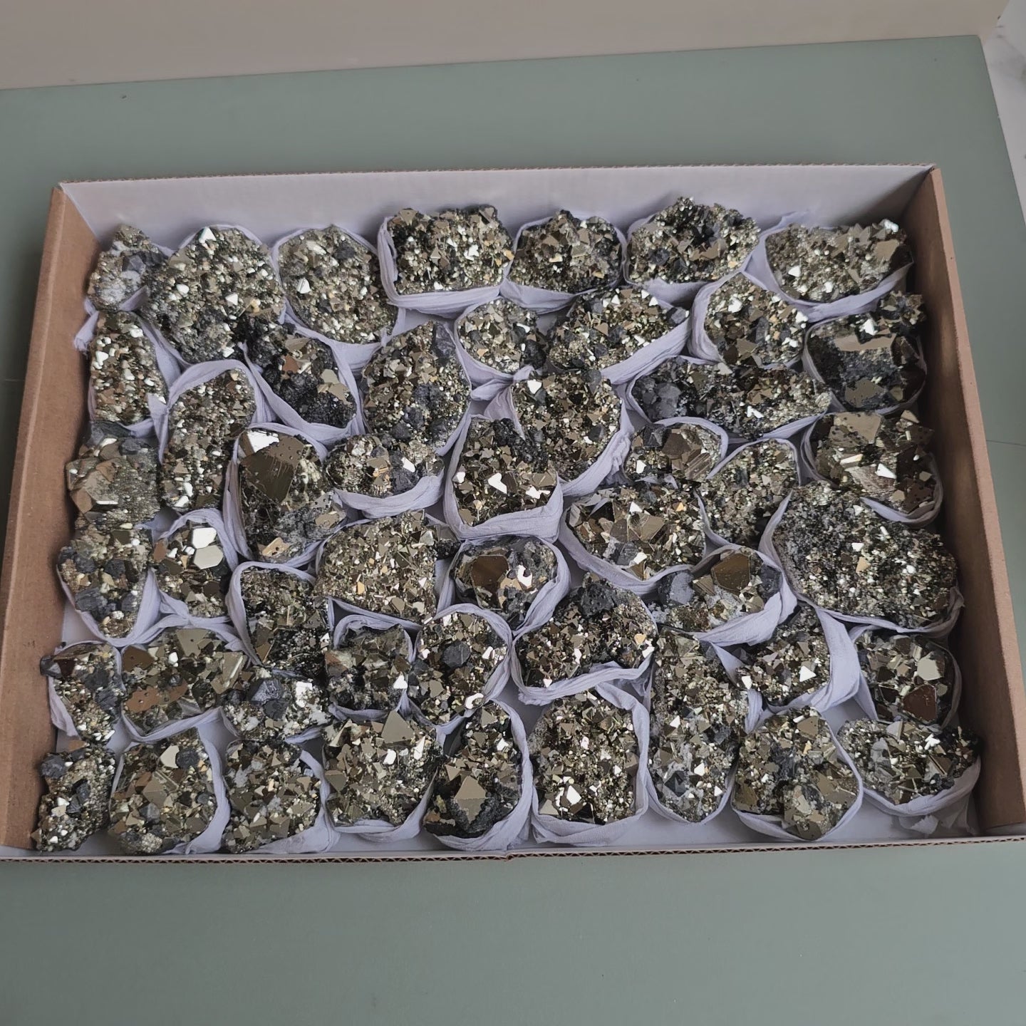 Load video: Flat pyrite Octahedral