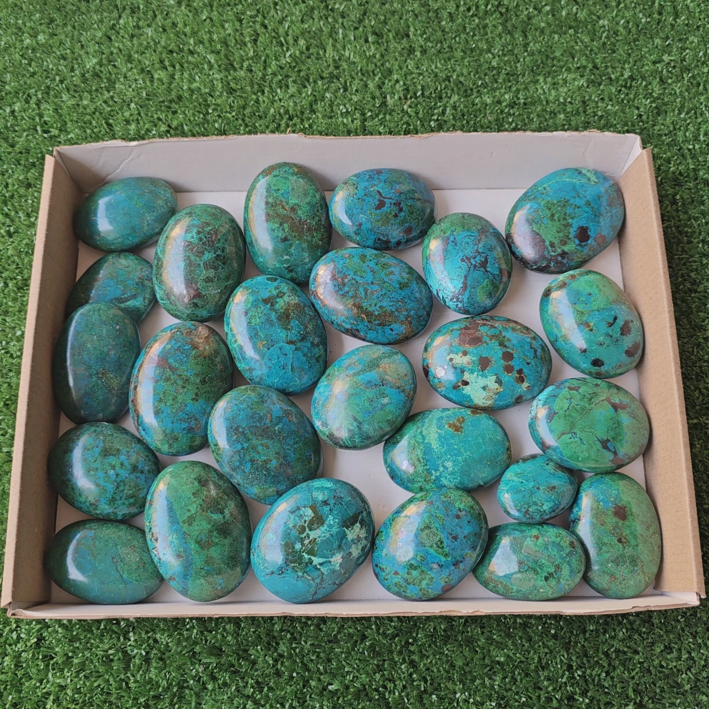 Load video: Lot 25 pcs chrysocolla palms