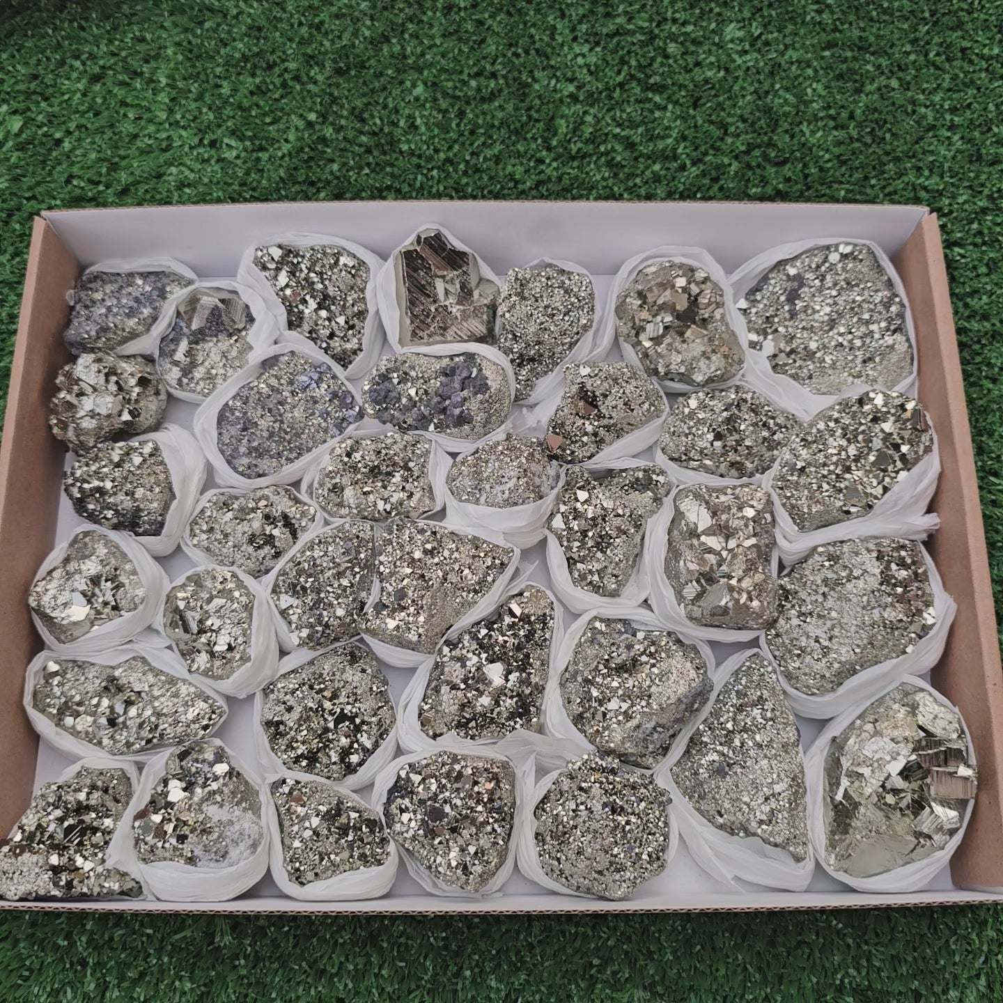 Load video: 35 pc pyrite octahedral