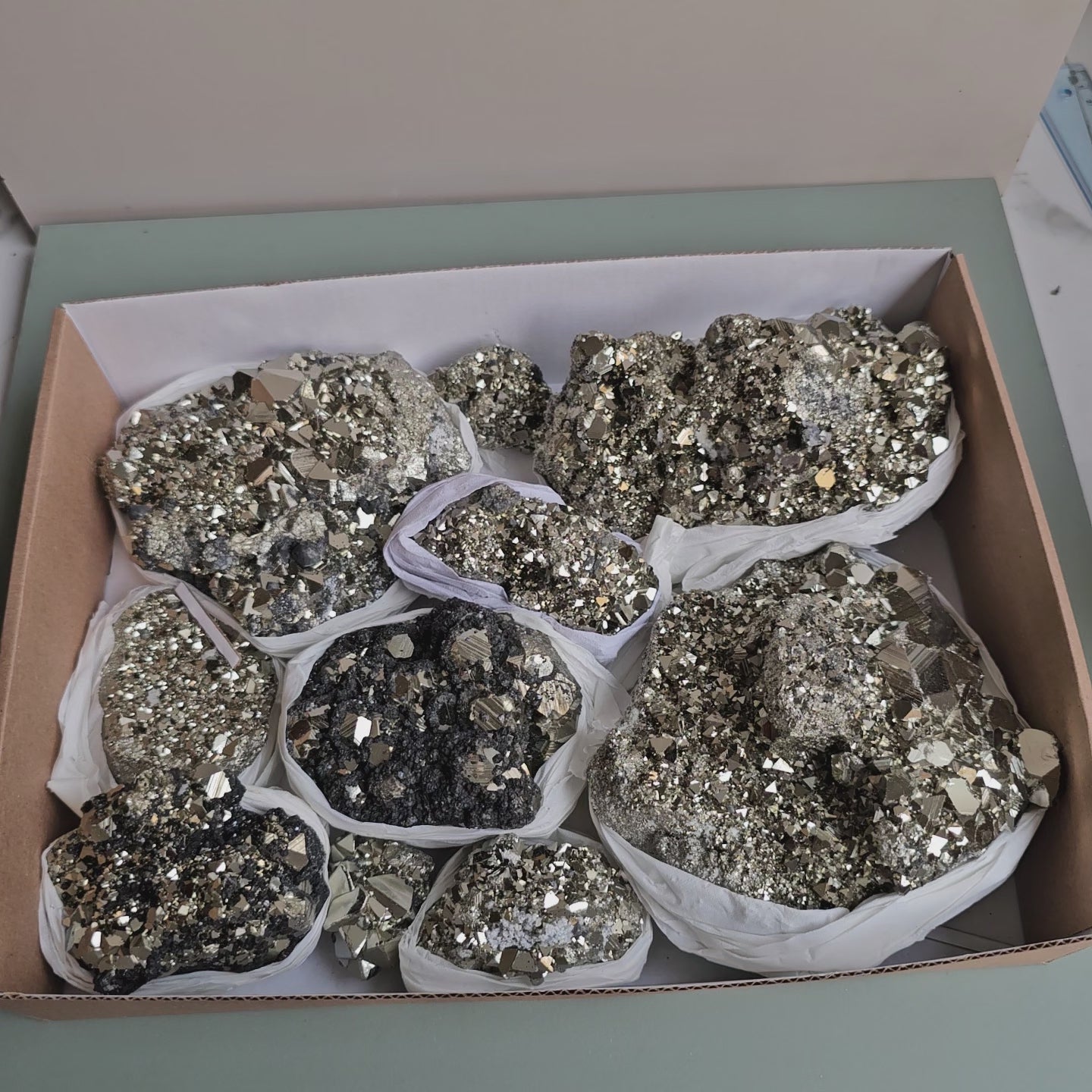 Load video: Flat pyrite Octahedral