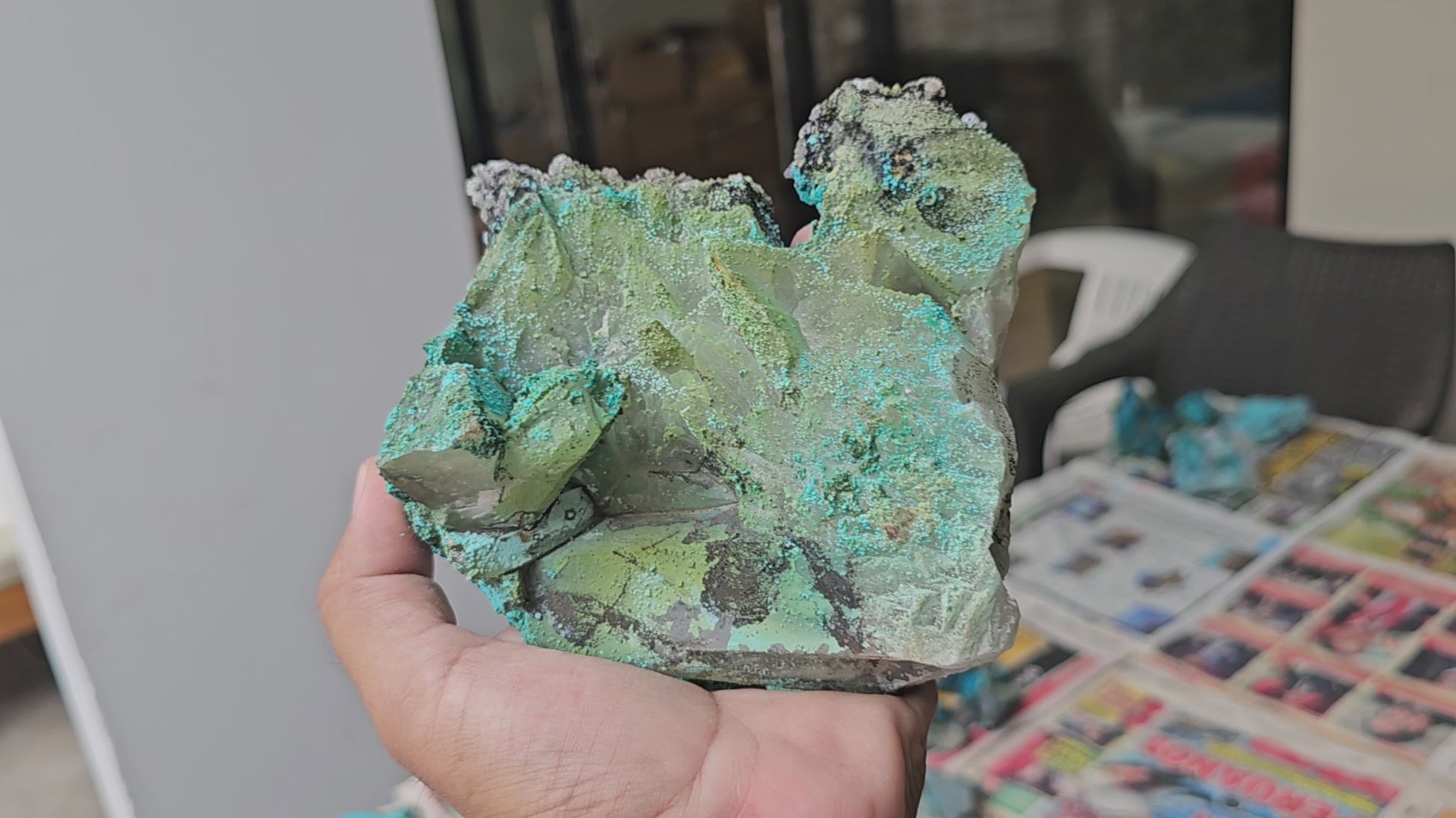 Load video: Chrysocolla on Quartz