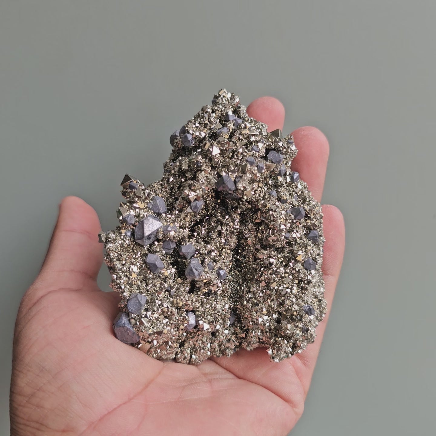 Load video: Galena with Pyrite octahedral