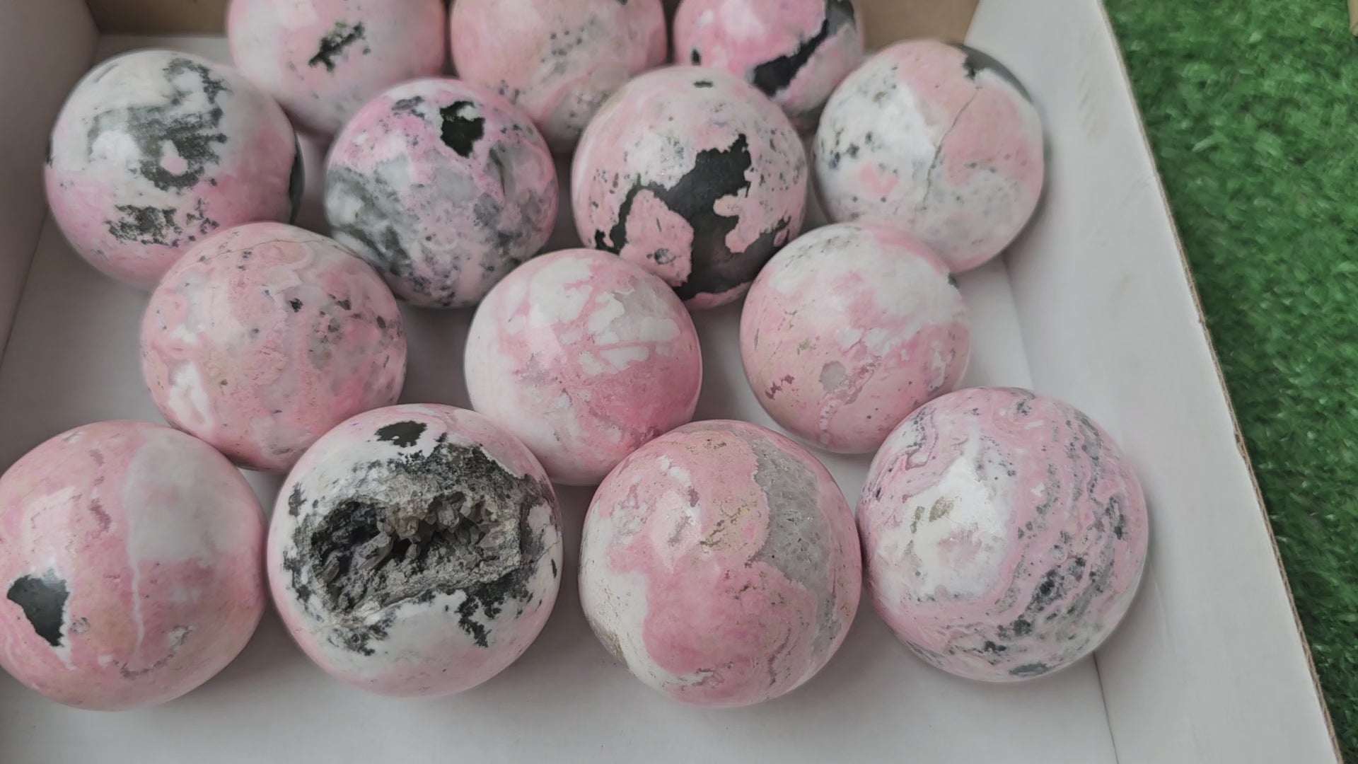 Load video: Lot 14 Rhodonite with Calcite sphere