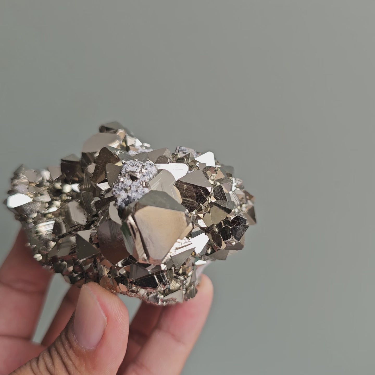 Load video: Galena with Pyrite octahedral
