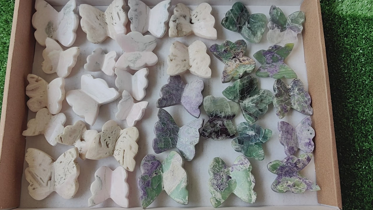 Load video: 31 pcs Mixed Stones Butterfly