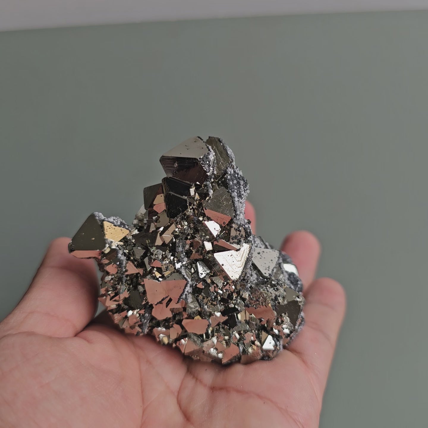 Load video: Galena with Pyrite octahedral