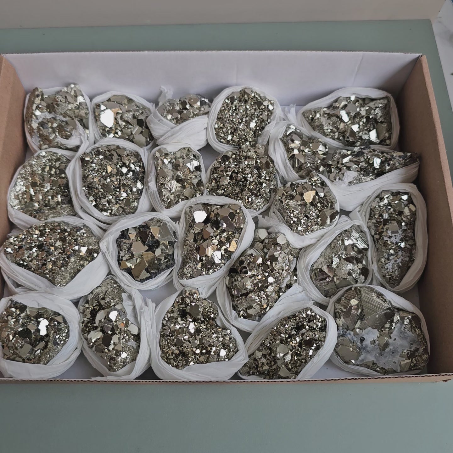 Load video: Flat pyrite Octahedral