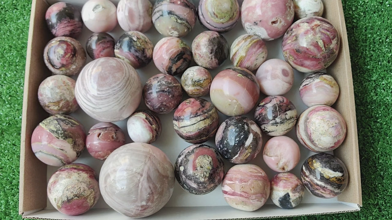 Load video: 35 pc pink opal spheres
