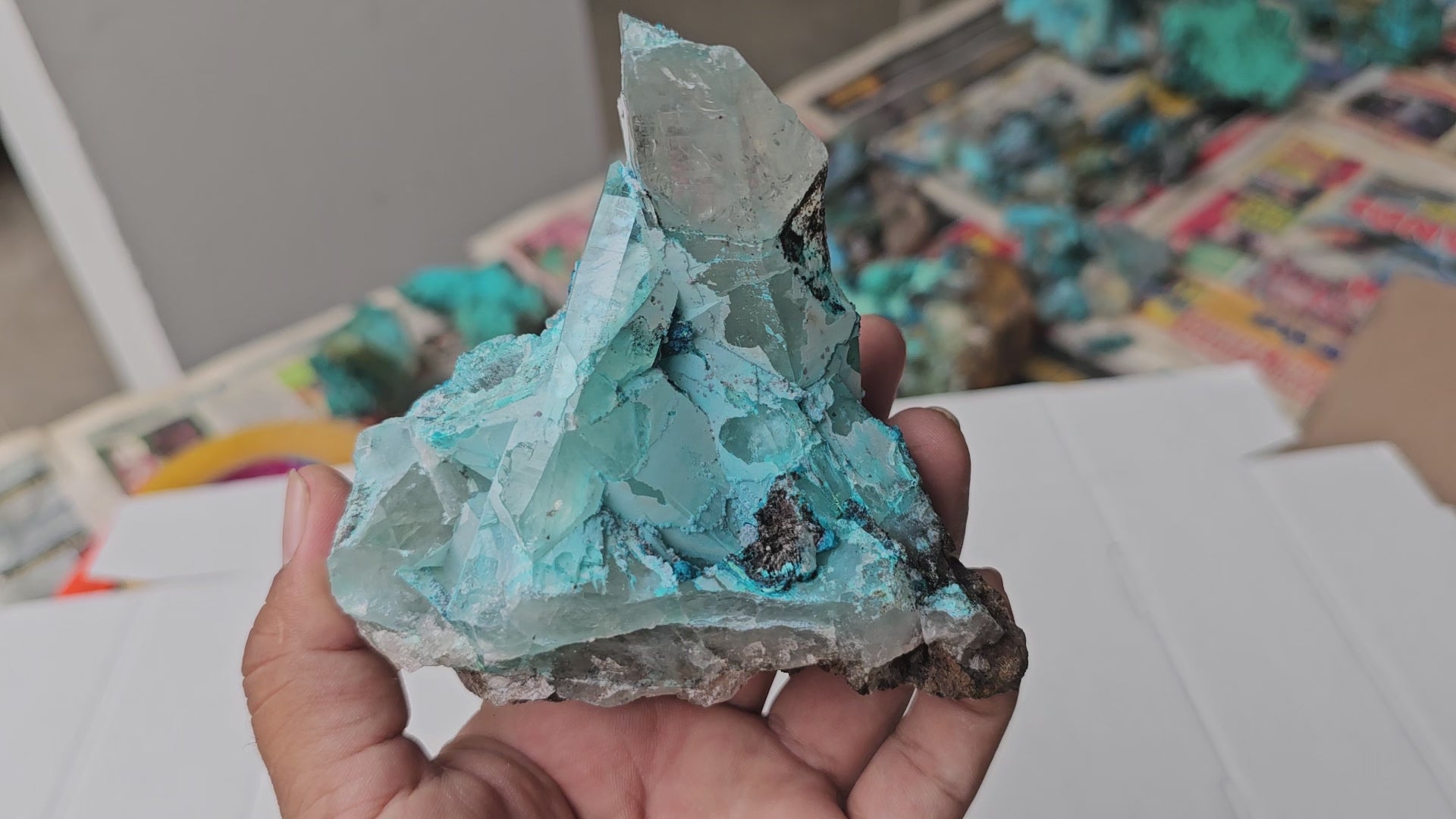Load video: Chrysocolla on Quartz