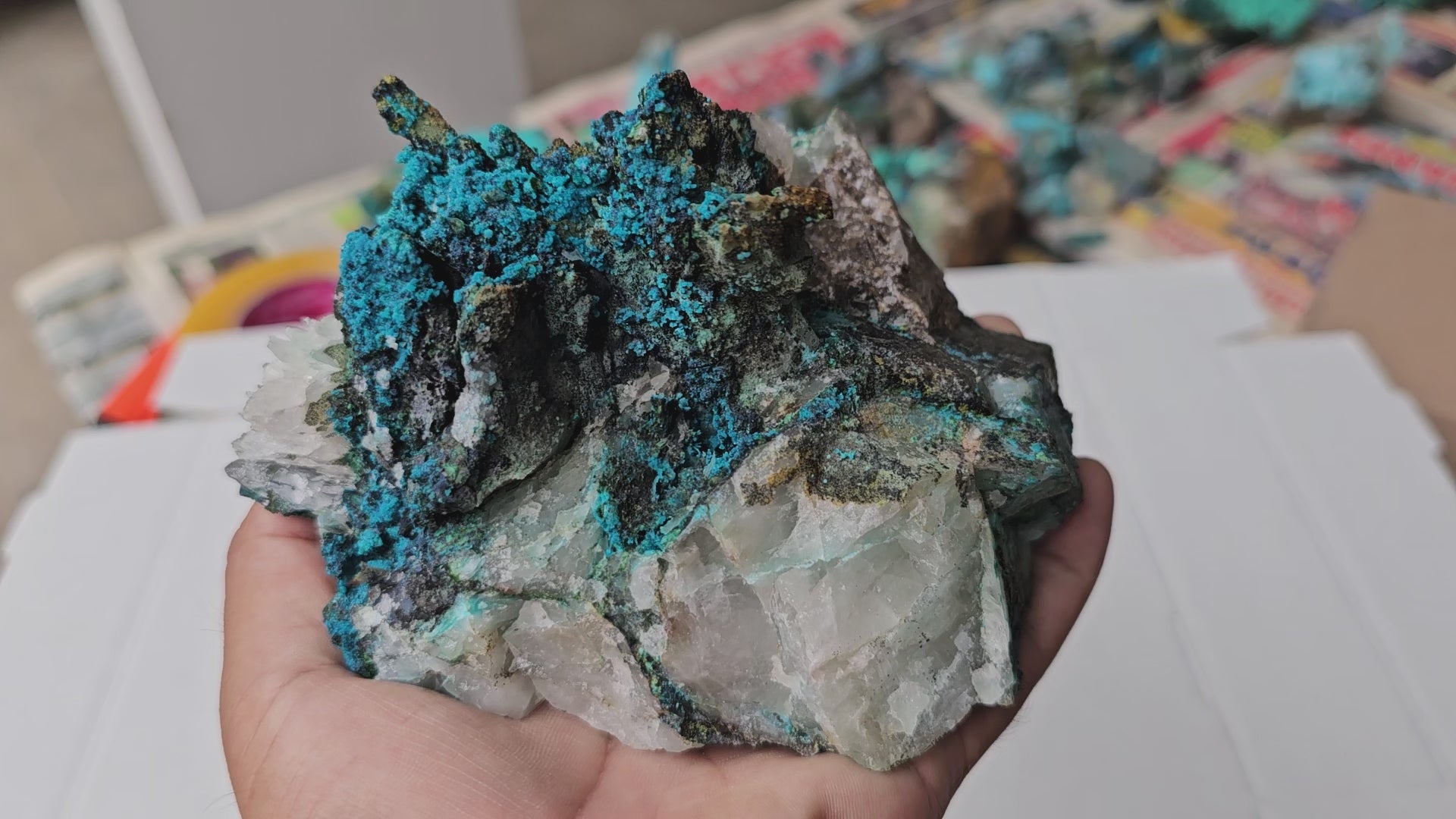 Load video: Chrysocolla on Quartz
