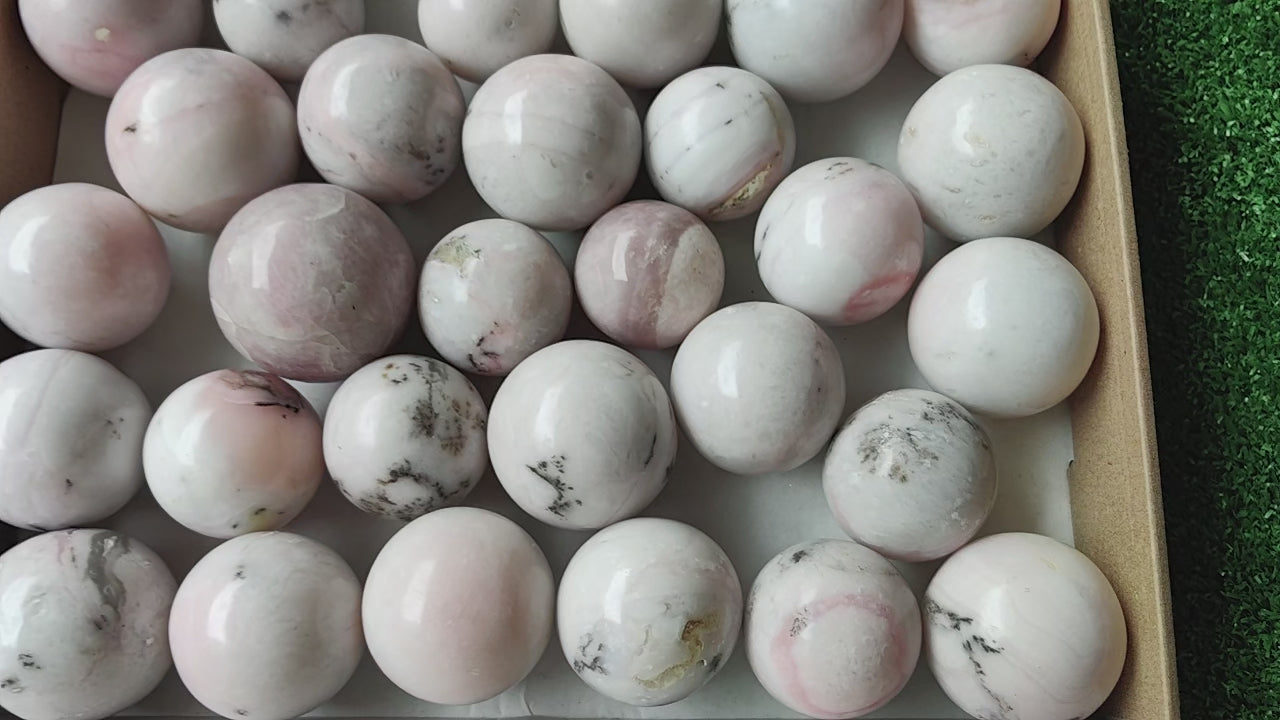 Load video: Lot 29 pcs Pink Opal Sphere*
