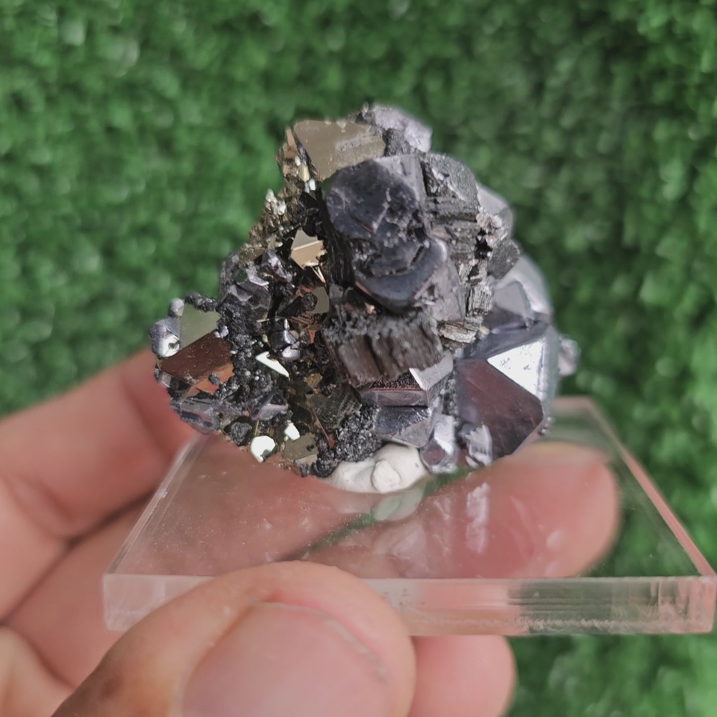 Load video: Galena with Pyrite octahedral