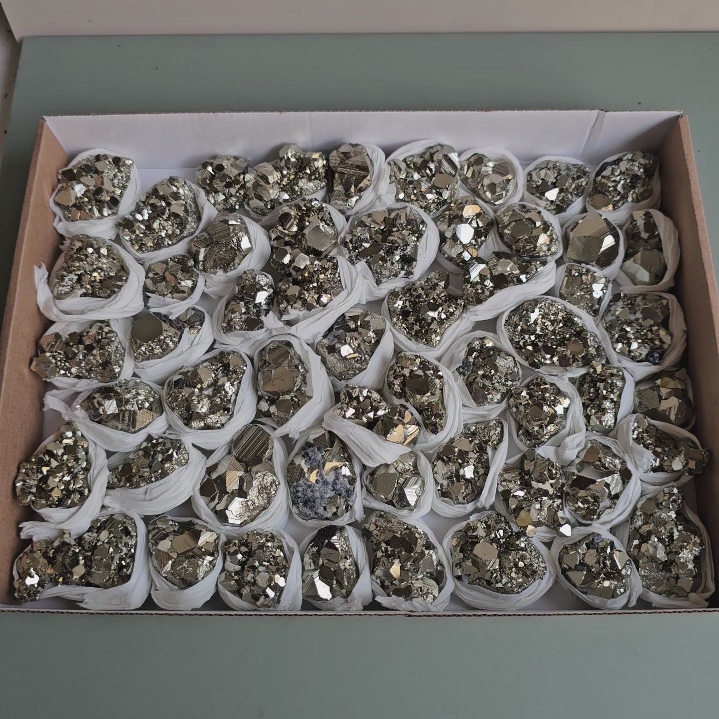 Load video: Flat pyrite Octahedral