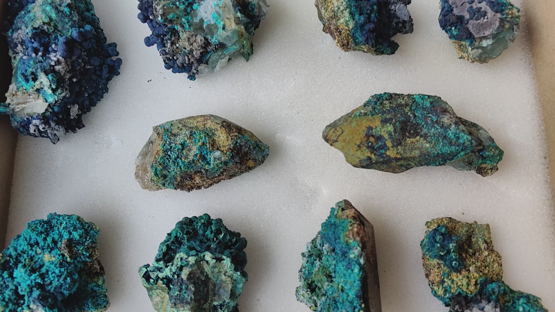 Load video: Lot 10 Chrysocolla on Quartz