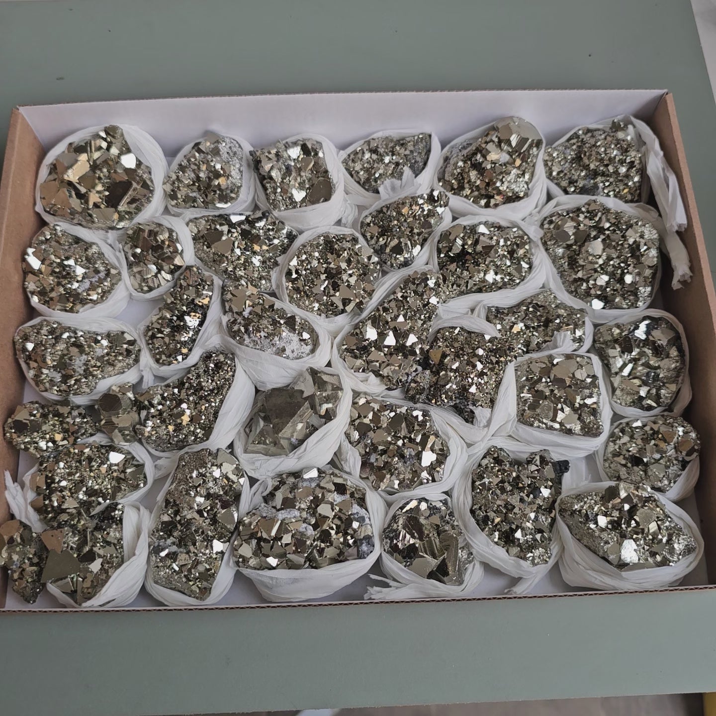 Load video: Flat pyrite Octahedral