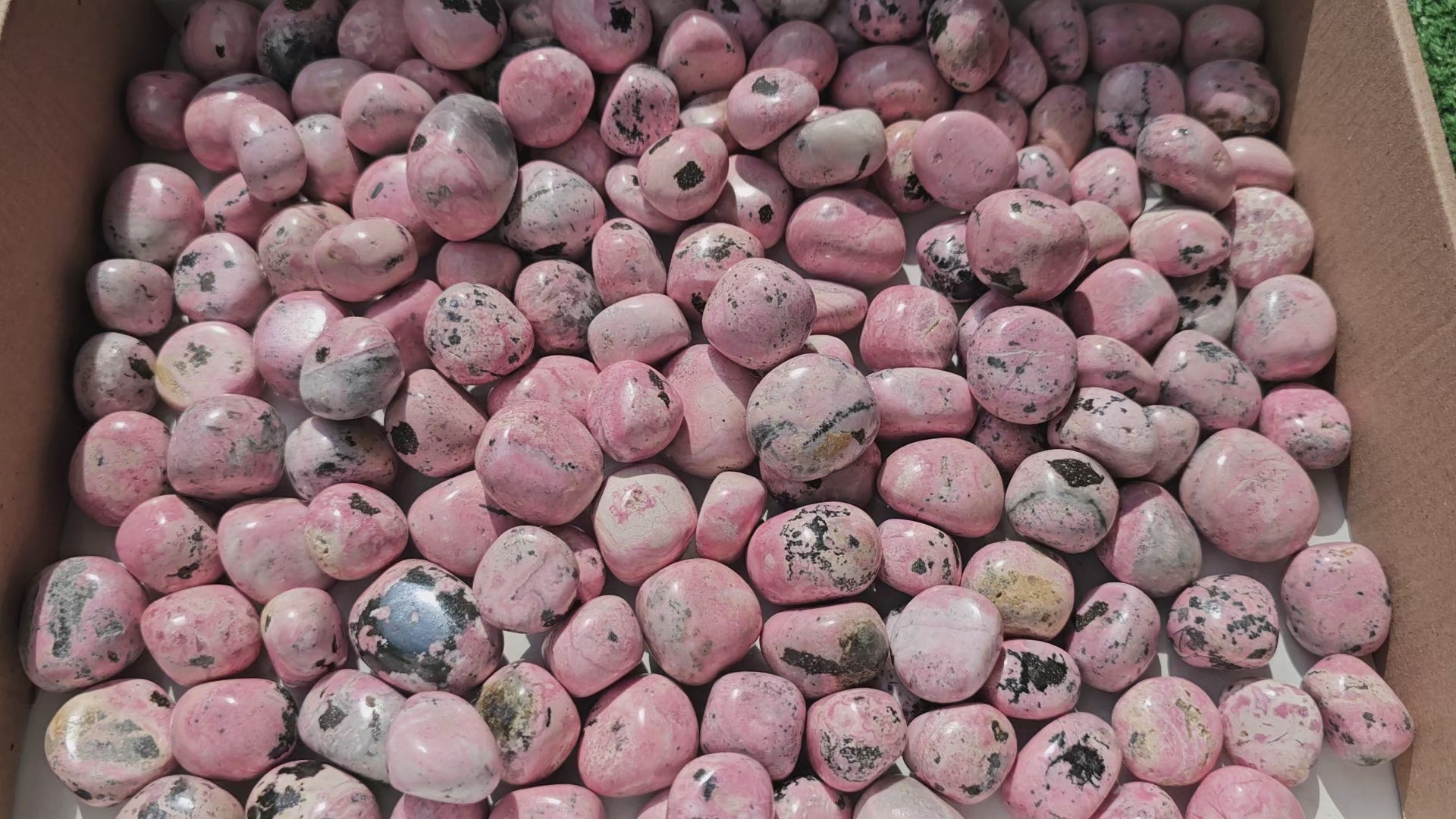 Load video: Lot 2.5 kg Tumbled Rhodonite
