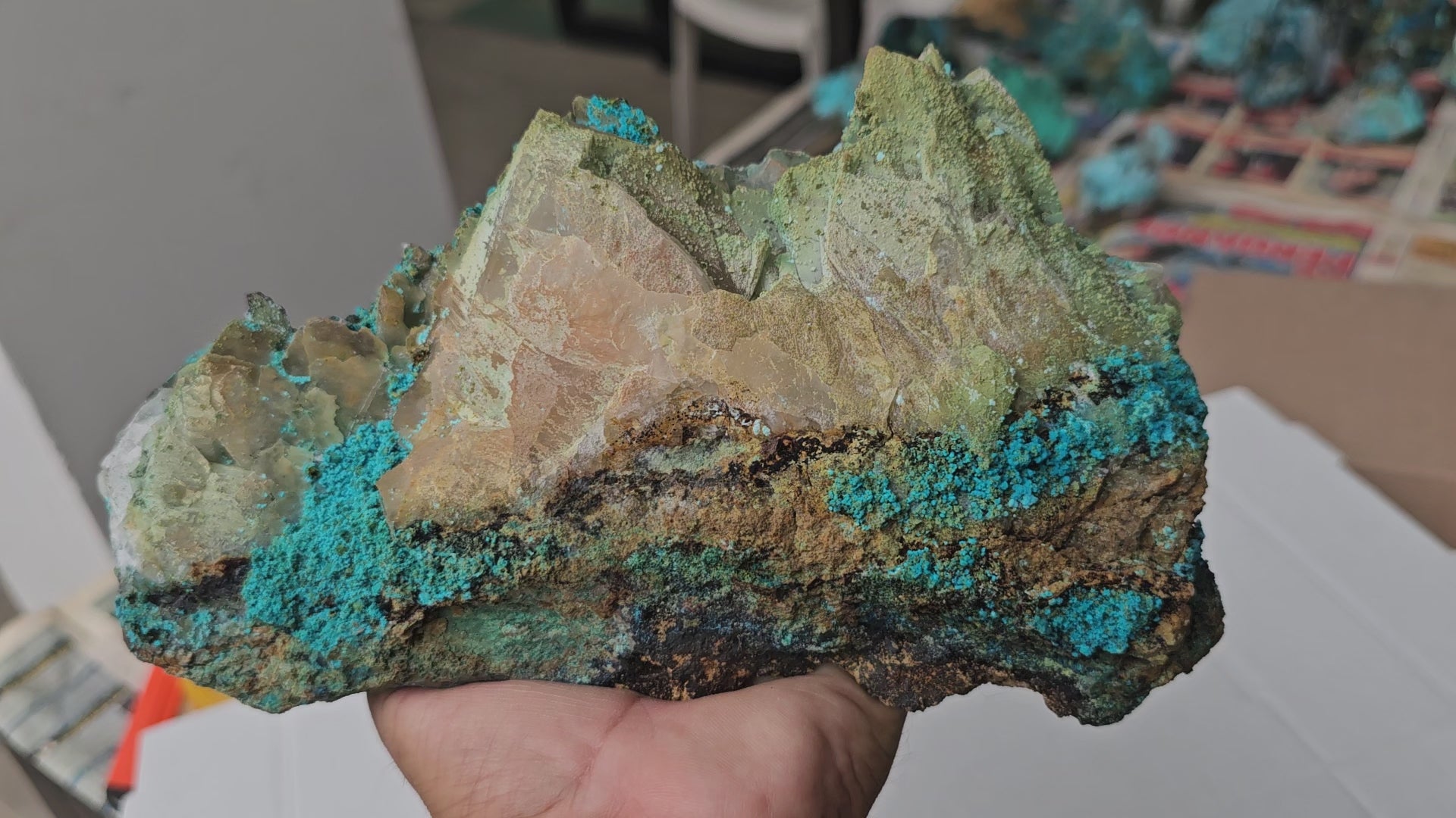 Load video: Chrysocolla on Quartz