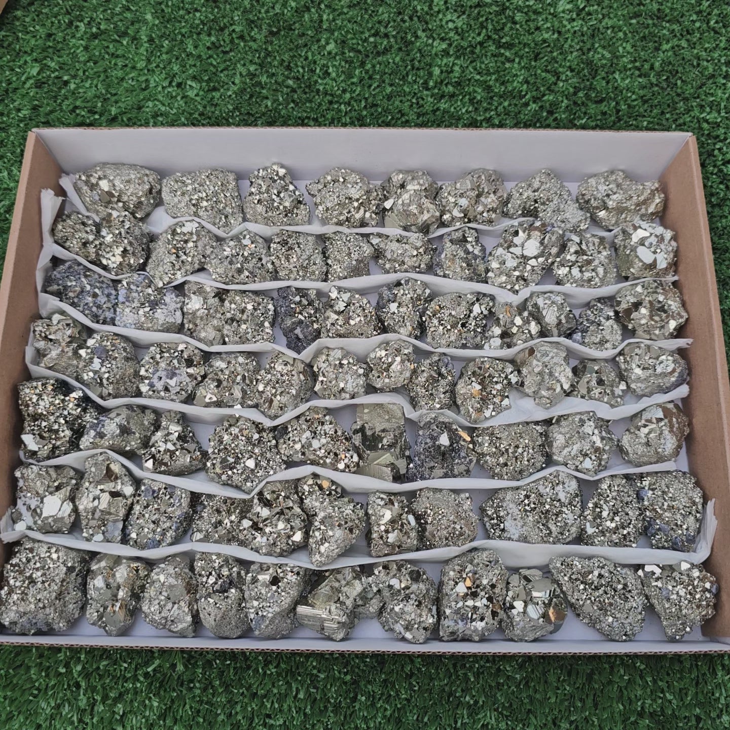 Load video: 75  pc pyrite octahedral