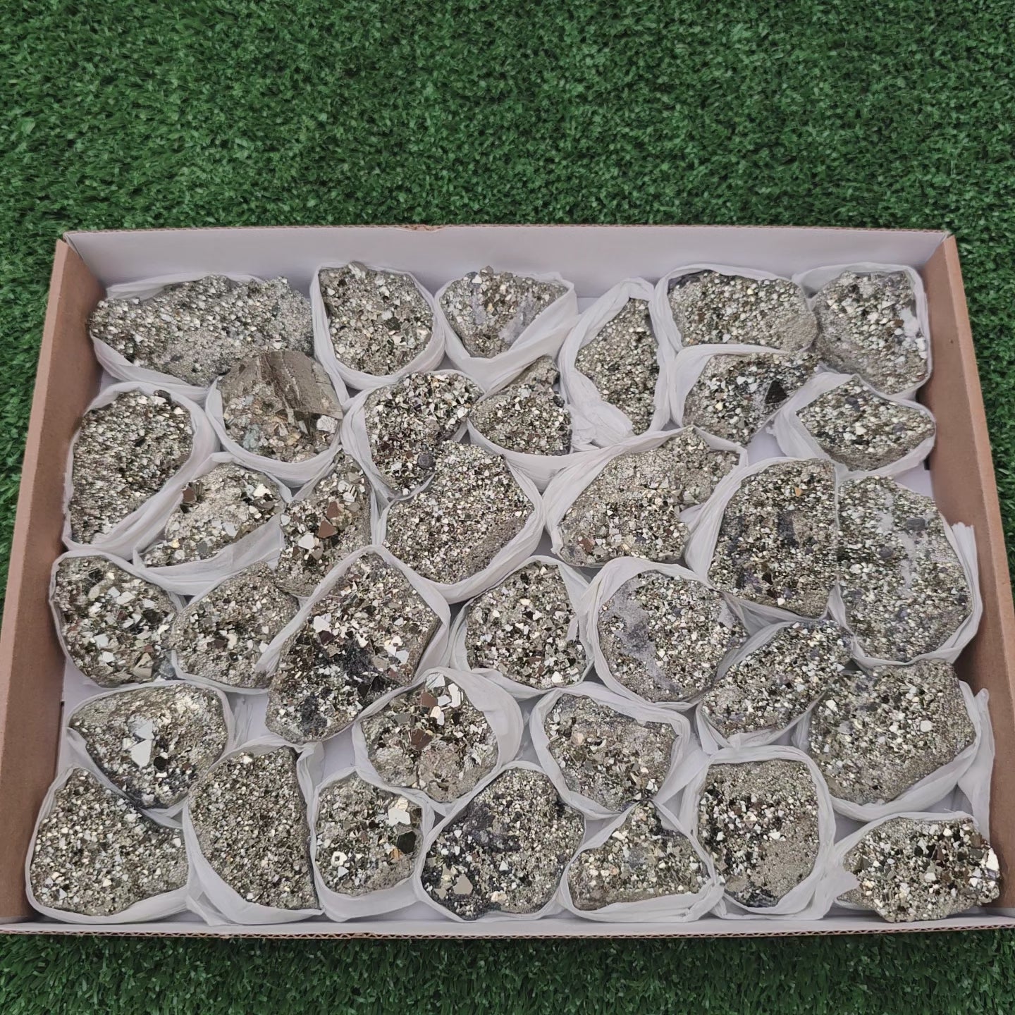 Load video: 35 pc pyrite octahedral