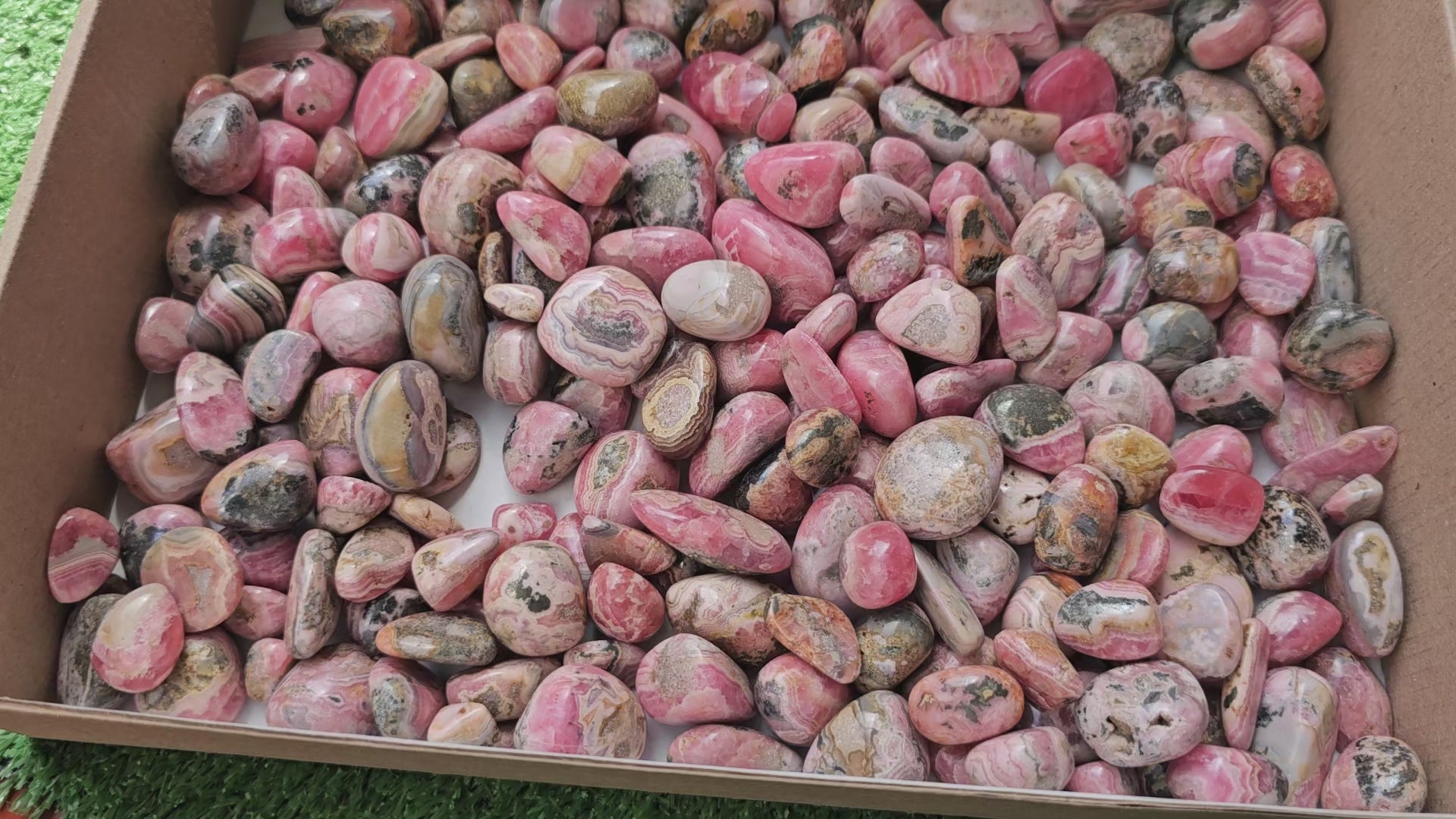Load video: Lot 2.5 kg Rhodochrosite Tumbled