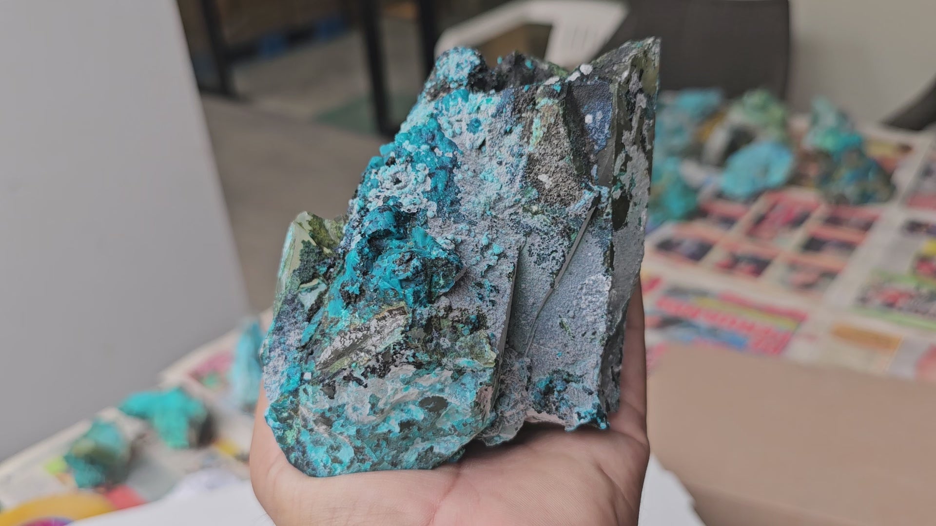 Load video: Chrysocolla on Quartz
