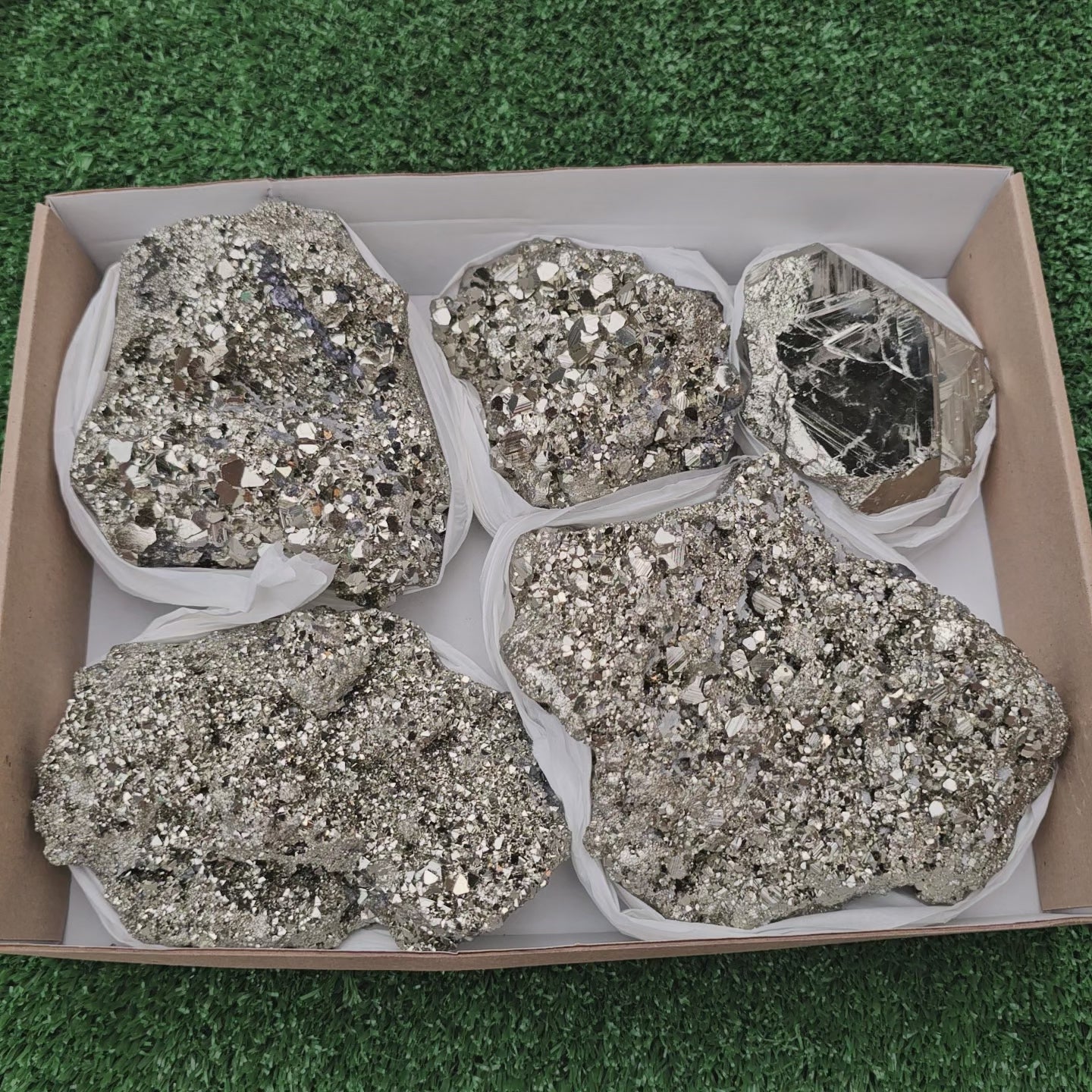 Load video: 5 pc pyrite octahedral