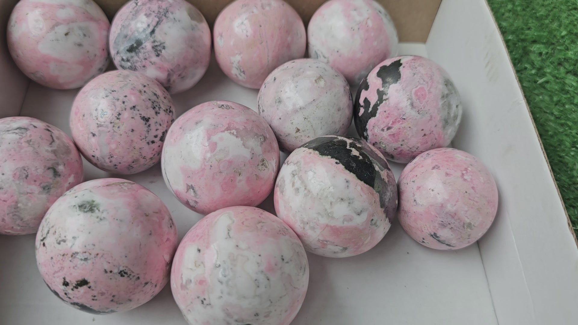 Load video: Lot 13 Rhodonite with Calcite sphere