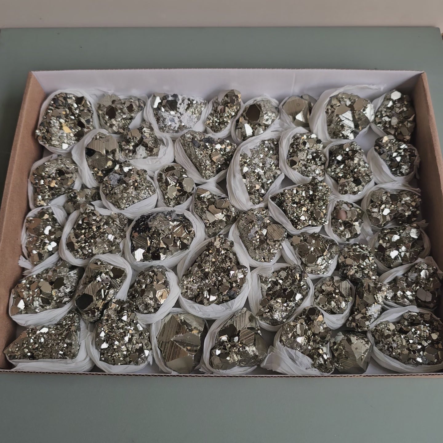 Load video: Flat pyrite Octahedral