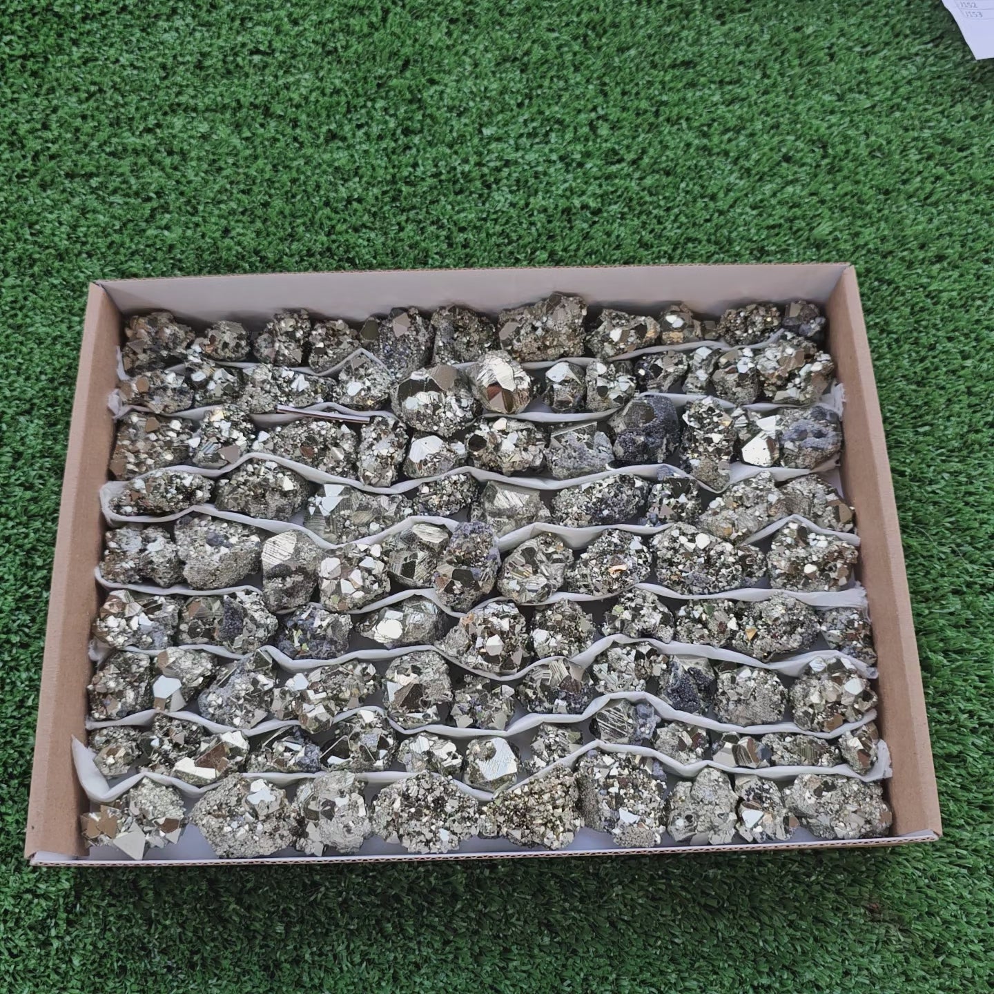 Load video: Box 97  pcs pyrite Octahedral