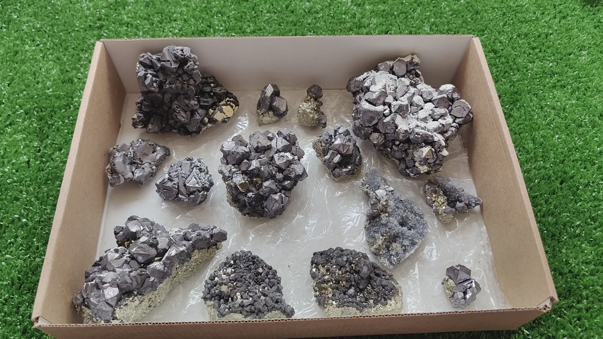 Load video: Box galena with pyrite Octahedral