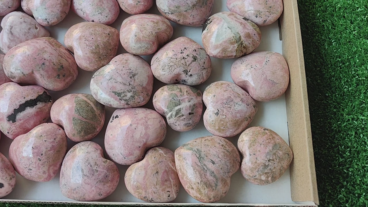 Load video: Lot 27 pcs Rhodonite Heart*